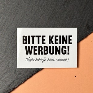 Wetterfester Briefkasten-Aufkleber, Bitte keine Werbung (Liebesbriefe sind erlaubt)