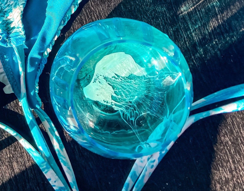 Ocean Wave Stemless Wine Glass Drippy Beach Theme Resin Etsy