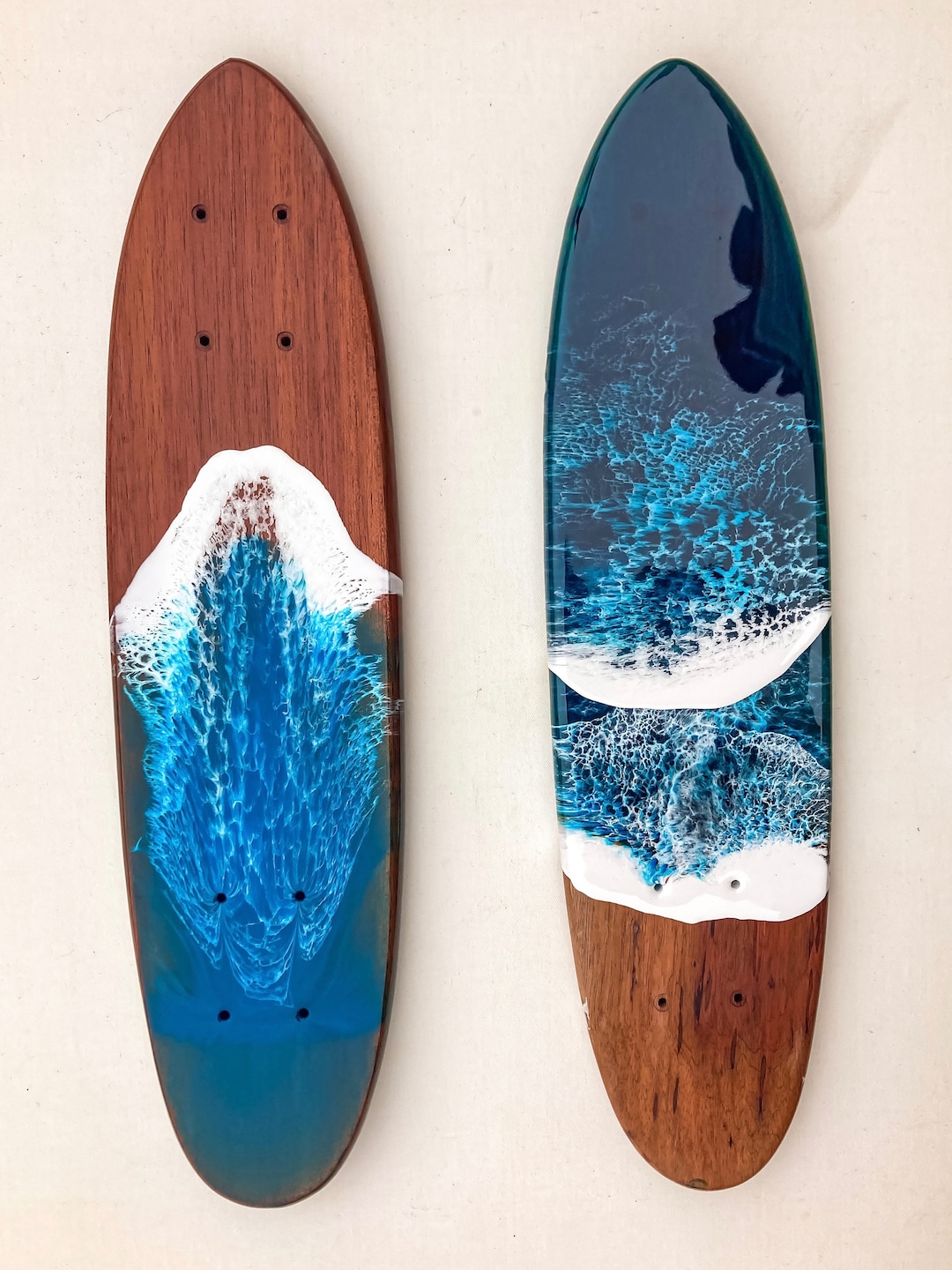 Vintage Skate Deck Wall Art Skateboard From the 70s With Ocean Resin