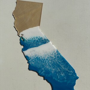 Ocean resin California wood wall art ~ beach house tropical decor waves boho style
