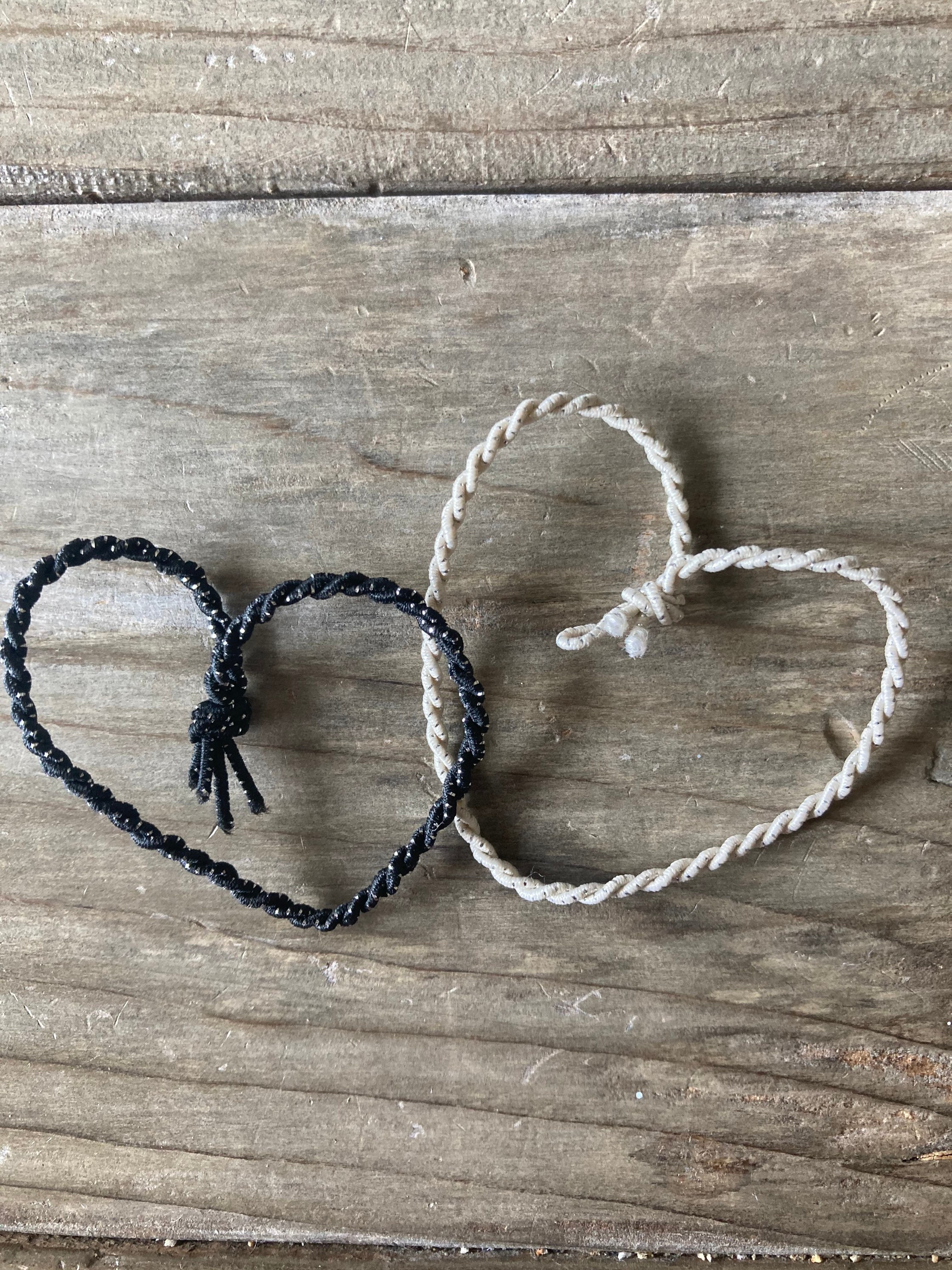 Natural braided hair ties black and beige elastic layering Etsy