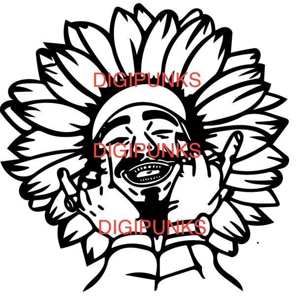 Post Malone Sunflower SVG, PNG, Diecutter Cricut Cameo