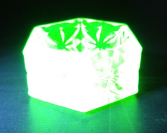 Hexagonal, Yellow Vaseline/Uranium Glass Open Salt Dip, Cellar, Dish!