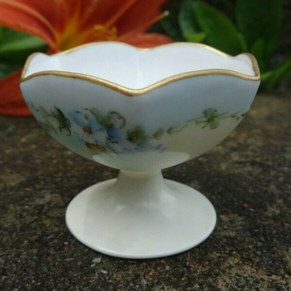 Signed, Noritake/Nippon Porcelain Pedestal Open Salt Dip, Cellar, Dish w/Flowers!