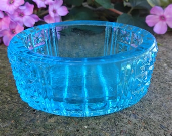 1880s Aqua Blue, Two-Panel Glass Open Salt Dip, Cellar, Dish!