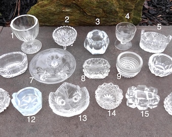 Your Choice of Glass/Crystal Open Salt Dip, Cellar, Dishes!