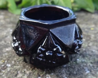 Deep Purple Glass KNOB-Shaped Open Salt Dip, Cellar, Dish!