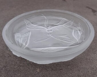 1930s Art Nouveau French Verlys Glass DRAGONFLY Open Salt Dip, Cellar, Dish!