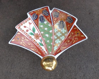 Colorful Asian Design Porcelain Open Salt Dip, Cellar, Dish!