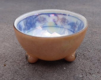 Dainty, Handpainted Flow-Blue NIPPON Open Salt Dip, Cellar, Dish!