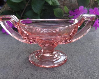 1920s Pink Cambridge Glass Mt. Vernon Pedestal Open Salt Dip, Cellar, Dish!