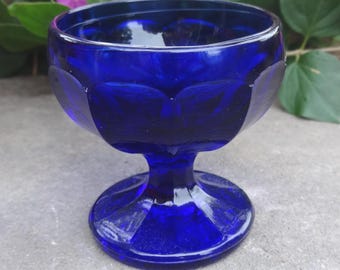 Deep, Cobalt Blue Glass Open Salt Dip, Cellar, Dish--Anaheim 1969!
