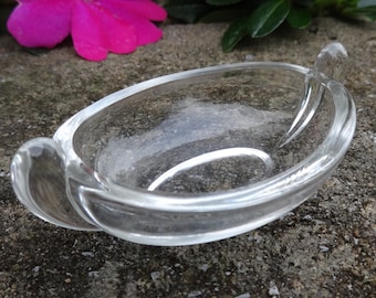 1920s Canoe Shaped, Clear Glass Open Salt Dip, Cellar, Dish w/Side Handles!