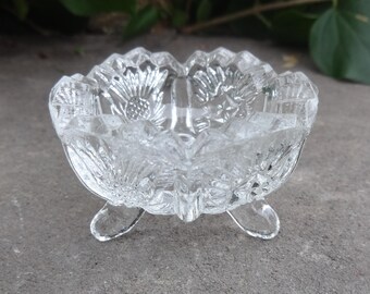 Scarce, 1915 Higbee Old Panelled Thistle Glass Open Salt Dip, Cellar, Dish!