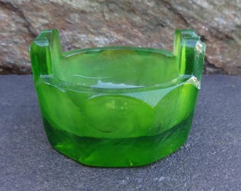 Boyd Vaschetta in vetro verde a spirale, aperta, per sale, cantina, piatto!