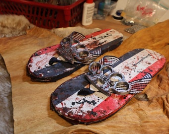 Larp/Prop - Post Apocalytic Flip Flops of Doom & Destruction Size 46