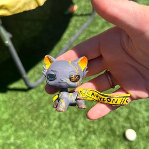 Grey Caution Cat LPS Custom