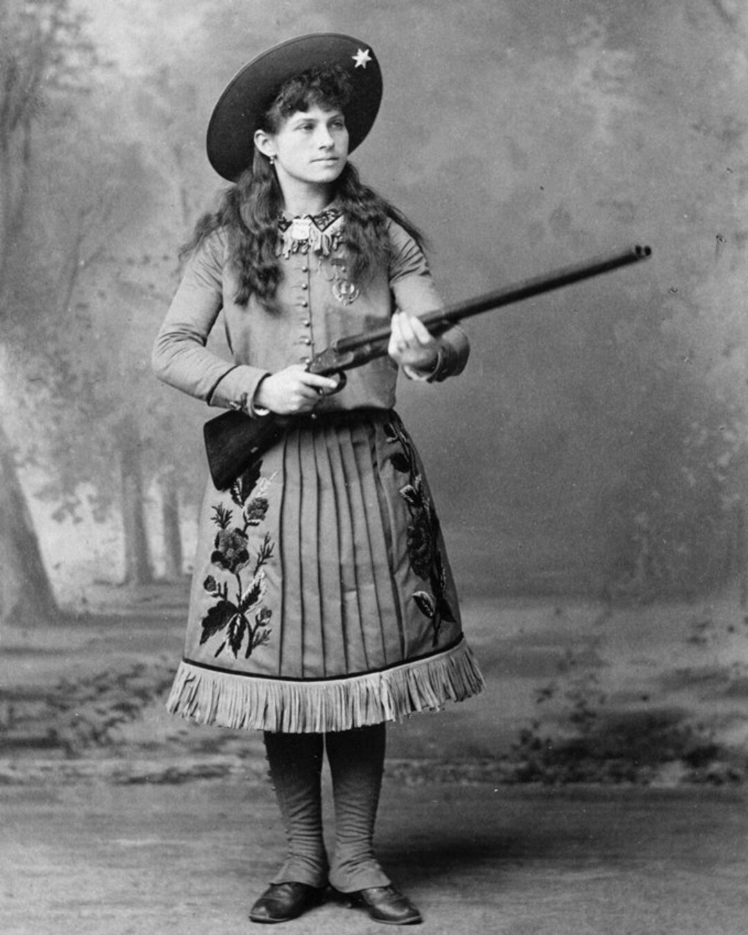 Historical Poster Print: Old West Sharpshooter Miss Annie Oakley