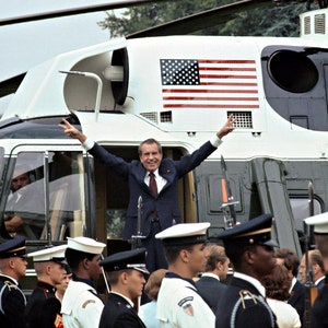 Historical Poster Print: U.S. President Richard Nixon Leaves White House after Resignation - Satin Finish Photo - Available in 6 Sizes!