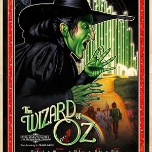 New 24&quot; x 36&quot; Large Vintage Retro Movie Poster - The Wizard of Oz, 1939 Film - Wicked Witch of the West - Satin Finish - Halloween Decor