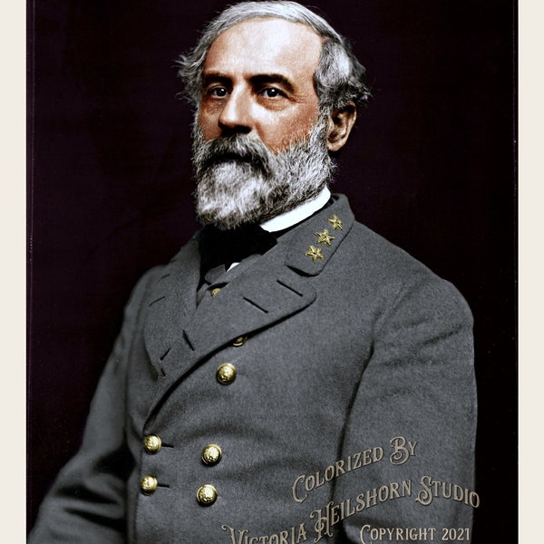 Colorized American Civil War Photo: Confederate Commanding General Robert E. Lee - Historical Poster Print - Available in 6 Sizes!