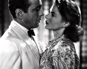 Historical Poster Print: Humphrey Bogart and Ingrid Bergman in Classic Movie "Casablanca", New Satin Finish Photo - Available in 6 Sizes!