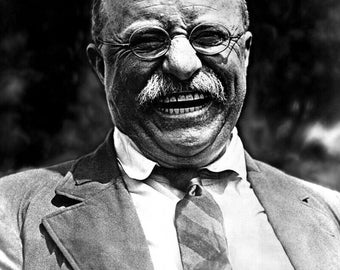 Historical Poster Print: 26th U.S. President Theodore &quot;Teddy&quot; Roosevelt, Laughing - Restored Satin Finish Photo - Available in 6 Sizes!