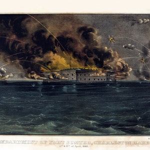 Bombardment of Fort Sumter - Charleston Harbor, South Carolina - Civil War History Battle - Art Print or Canvas - Available in 3 Sizes!