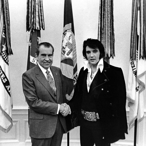 Historical Poster Print: Elvis Presley & President Richard Nixon at the While House, 1970 - Satin Finish Photo - Available in 6 Sizes!