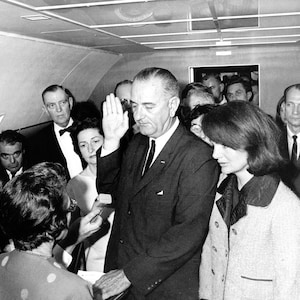 Historical Poster Print: Lyndon Johnson takes Oath of Office after Assassination, 1963 - Satin Finish Photo - Available in 6 Sizes!