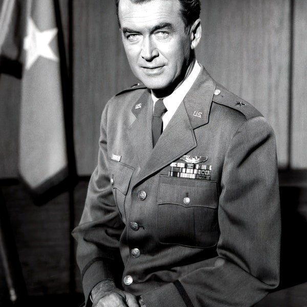 Historical Poster Print: Hollywood Star and Brigadier General James "Jimmy" Stewart - Restored Satin Finish Photo - Available in 6 Sizes!