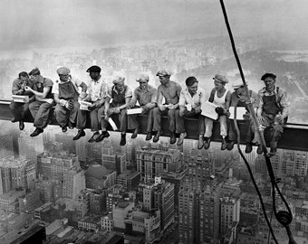 Historical Poster Print: Title - Lunch atop a Skyscraper, New York Iron Workers - 1932 - New Satin Finish Photo - Available in 6 Sizes!