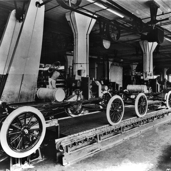 Historical Poster Print: Title - Early Assembly line at the Ford Motor Company - New Satin Finish Photo - Available in 6 Sizes!