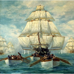 The Chase of the USS Constitution, War of 1812 - New Naval Battle War Ship History Art Print - Poster or Canvas - Available in 3 Sizes!