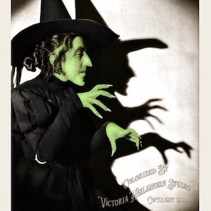 Colorized History Photo Poster Print: Margaret Hamilton as the Wicked Witch of the West, Wizard of Oz Classic Movie - Available in 6 Sizes!