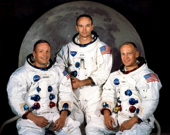 Historical Print: Apollo 11 Astronauts - First Moon Landing, 1969 - Restored Satin Finish NASA Space Program Photo - Available in 6 Sizes!
