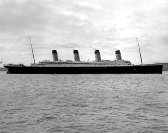 Historical Poster Print: Title - Side View of RMS TITANIC, Ill-Fated Ocean Liner - New Satin Finish Photo - Available in 6 Sizes!