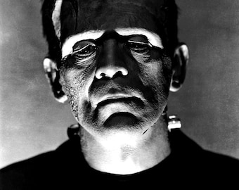Affiche historique imprimée : Boris Karloff dans le rôle de Frankenstein, 1935 - acteur star de cinéma d'horreur - nouvelle photo au fini satiné - disponible en 6 tailles !