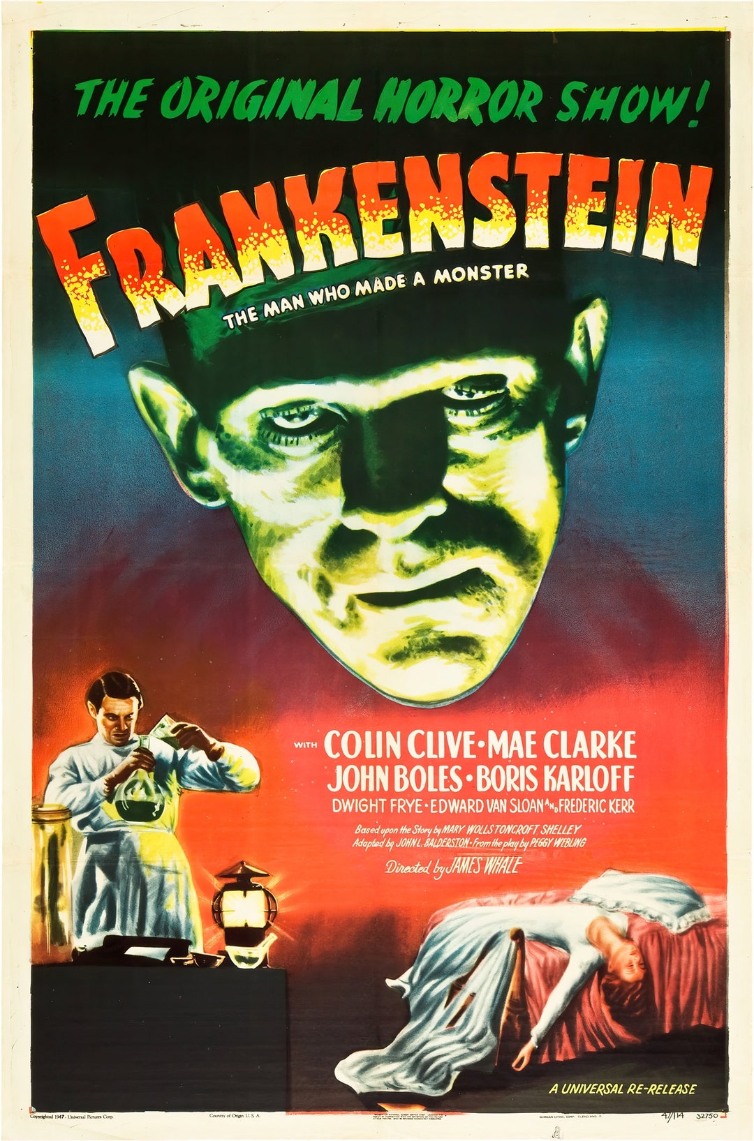 New 24" X 36" Large Vintage Retro Horror Movie Poster - Frankenstein ...