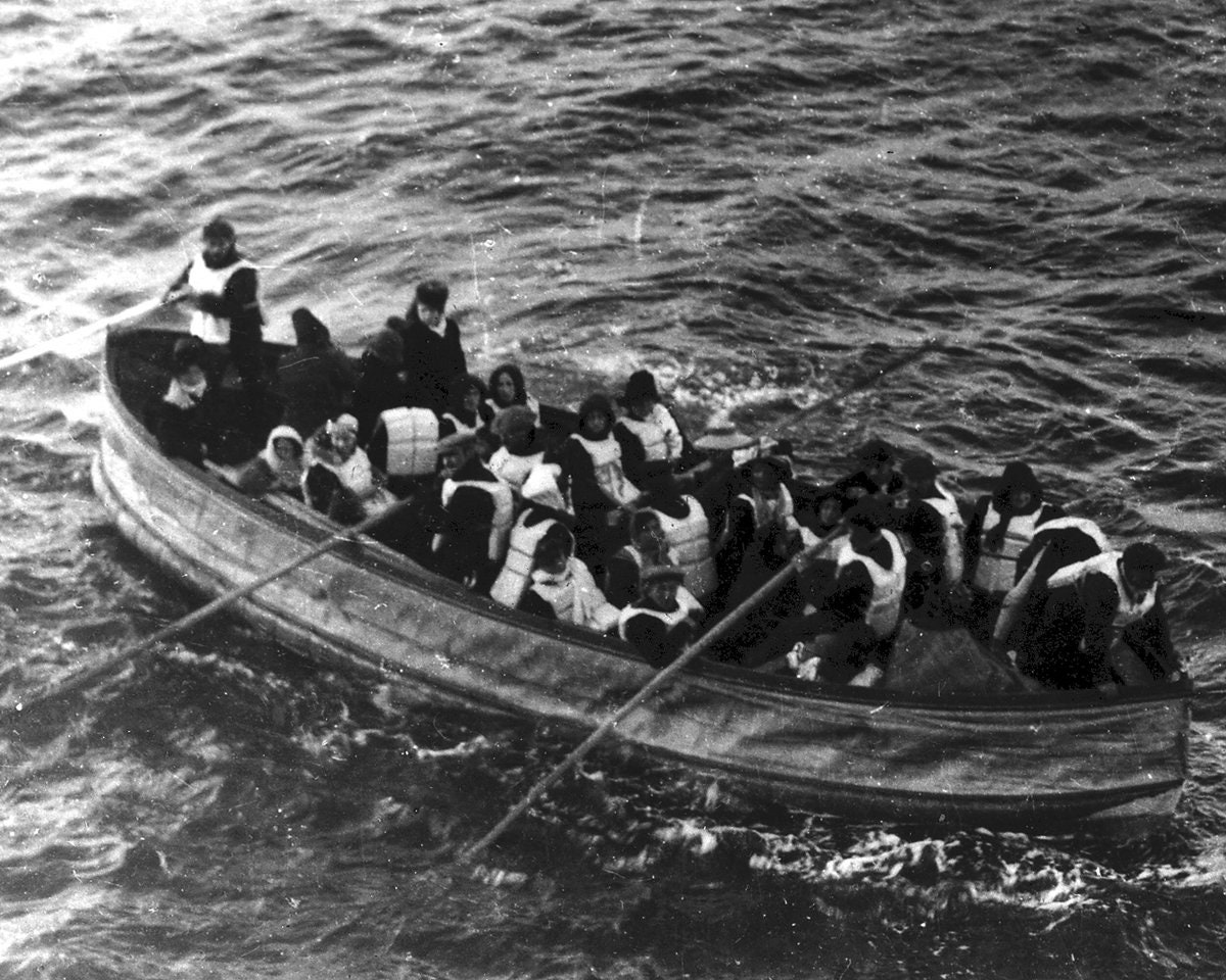 Historical Poster Print: Title -Survivors of the RMS TITANIC Sinking in Collapsible Lifeboat- New Satin Finish Photo - Available in 6 Sizes!