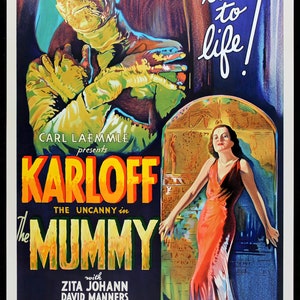 New 24&quot; x 36&quot; Large Vintage Retro Horror Movie Poster - The Mummy - 1932 Film Starring Boris Karloff - Satin Finish - Halloween Decor