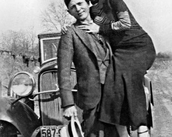 Historical Poster Print: Bonnie Parker and Clyde Barrow, Depression-Era Outlaws, New Restored Satin Finish Photo - Available in 6 Sizes!