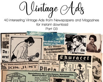 Vintage Ads from Austrian Newspapers and Magazines, Part 03 | Junk Journal Kit | Ephemera 1910 - 1980 | digital | instant printable download