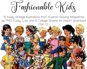 Children's Clothing Fussy Cuts, Part 01 | Vintage Junk Journal Kit | Ephemera 1950 - 1960 | digital PNG Clipart | instant printable download