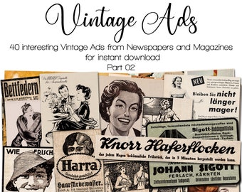 Vintage Ads from Austrian Newspapers and Magazines, Part 02 | Junk Journal Kit | Ephemera 1910 - 1980 | digital | instant printable download