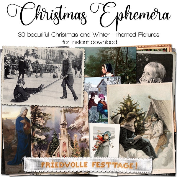 Vintage Christmas and Winter Pictures from Austria | Holidays Junk Journal Kit | Ephemera 1900 - 1970 | digital | instant printable download