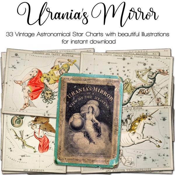 Urania's Mirror | Astronomical Star Charts | Vintage Astronomy Junk Journal Kit | Ephemera 1820s | digital | instant printable download