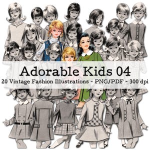 Cute Children, Part 04 | Vintage Fashion | Ephemera 1950 - 1960 | Junk Journal Kit | PNG Clipart | digital Fussy Cut | instant download