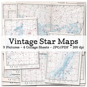 Vintage Astronomische Sternkarten | Astronomiekarten | Ephemera 1960er | Grimoire | Junk Journal Kit | digital | Sofort-Download