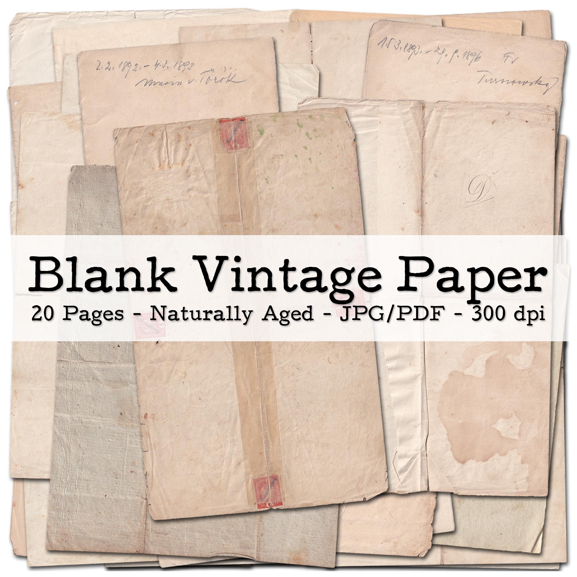 Blank Vintage Papers | 1880s - 1930s Ephemera | Naturally Aged | Junk Journal Kit | Scrapbook Supplies | digital | instant download
